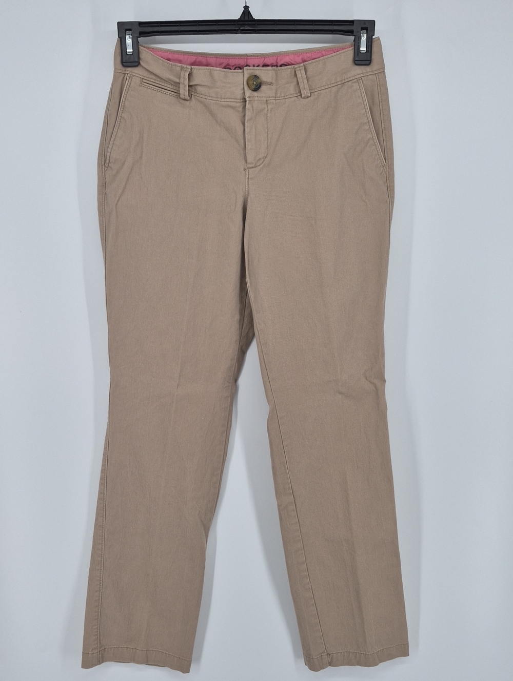 Dockers Women's Straight Leg Pants Chino Flat Front Tan Size 4 Mid Rise Beige